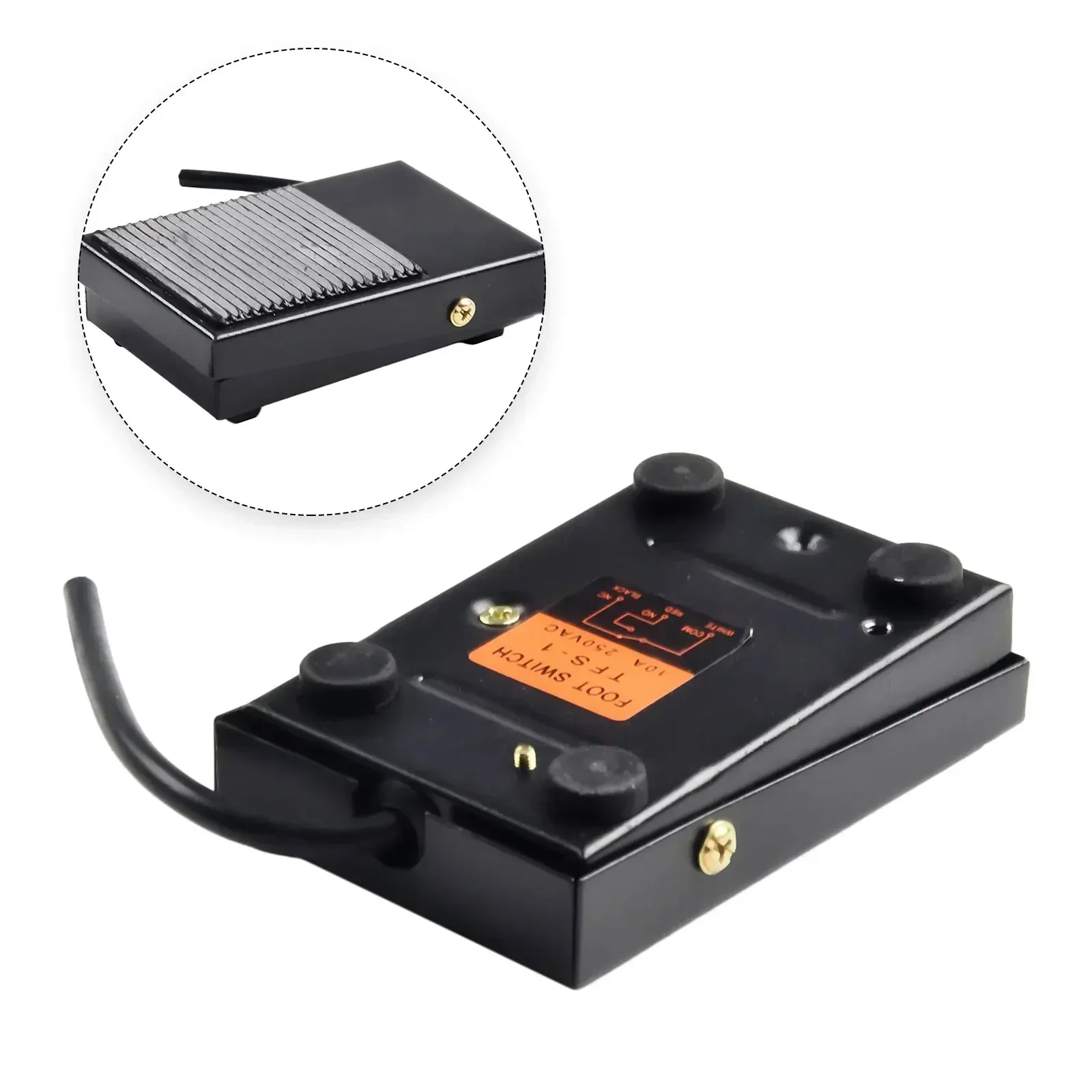 10A SPDT TFS1 Metal Footswitch Reliable Momentary Electric Power Pedal Switch with Self Reset Function and Non Slip Design