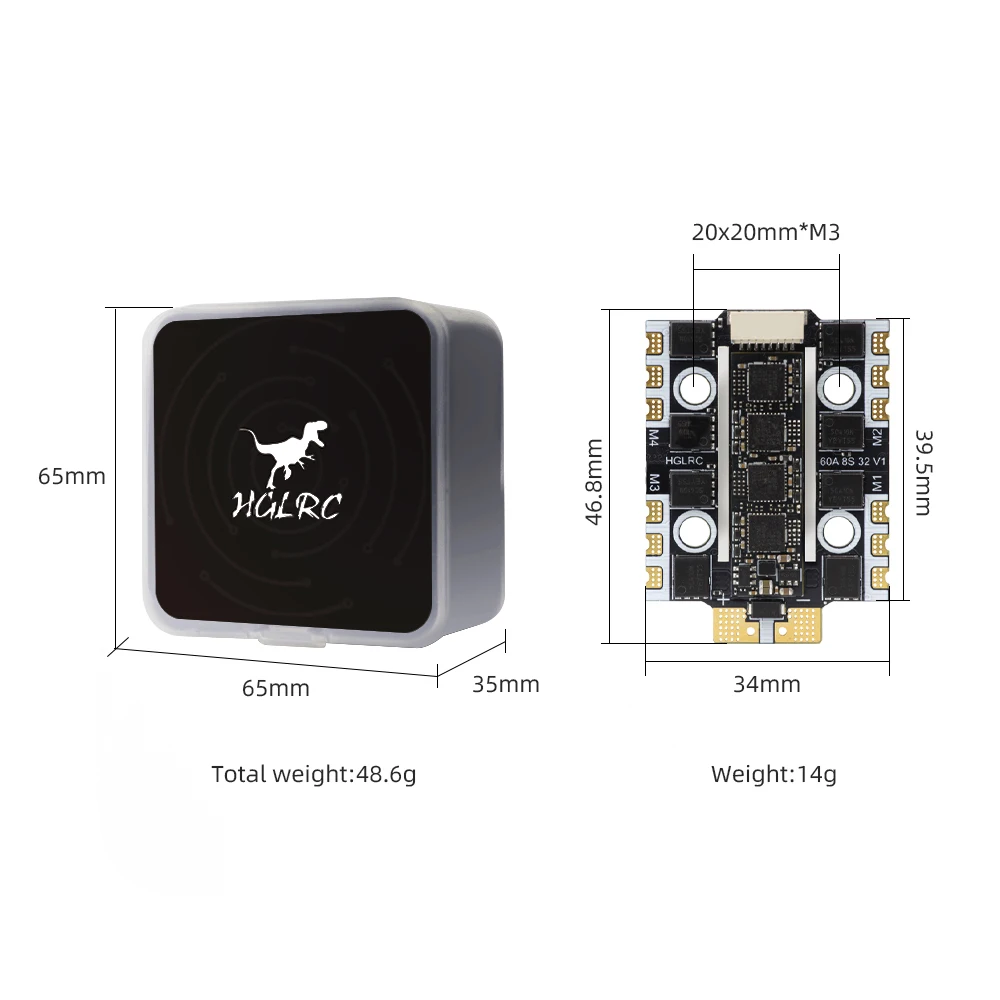 hglrc-60a-4in1-mini-esc-32-bit-bl32-am32-firmware-with-bi-directional-dshot-for-fpv-racing-drone-quadcopter-3-8s-high-voltage