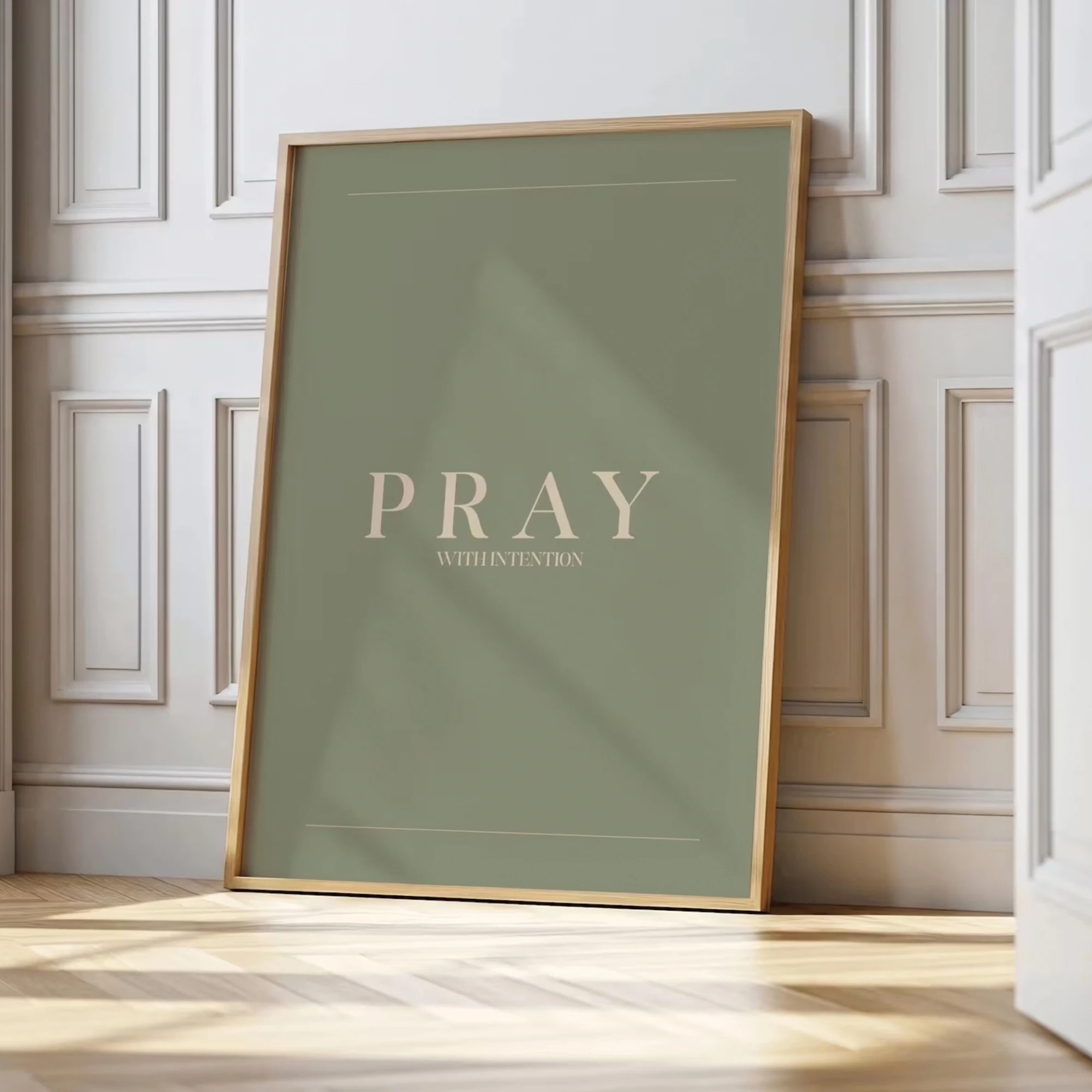 Scripture Quote Pray Believe Receive Sage Green Wall Art Print Canvas Painting Poster Picture For Living Room,Bedroom,Home Decor