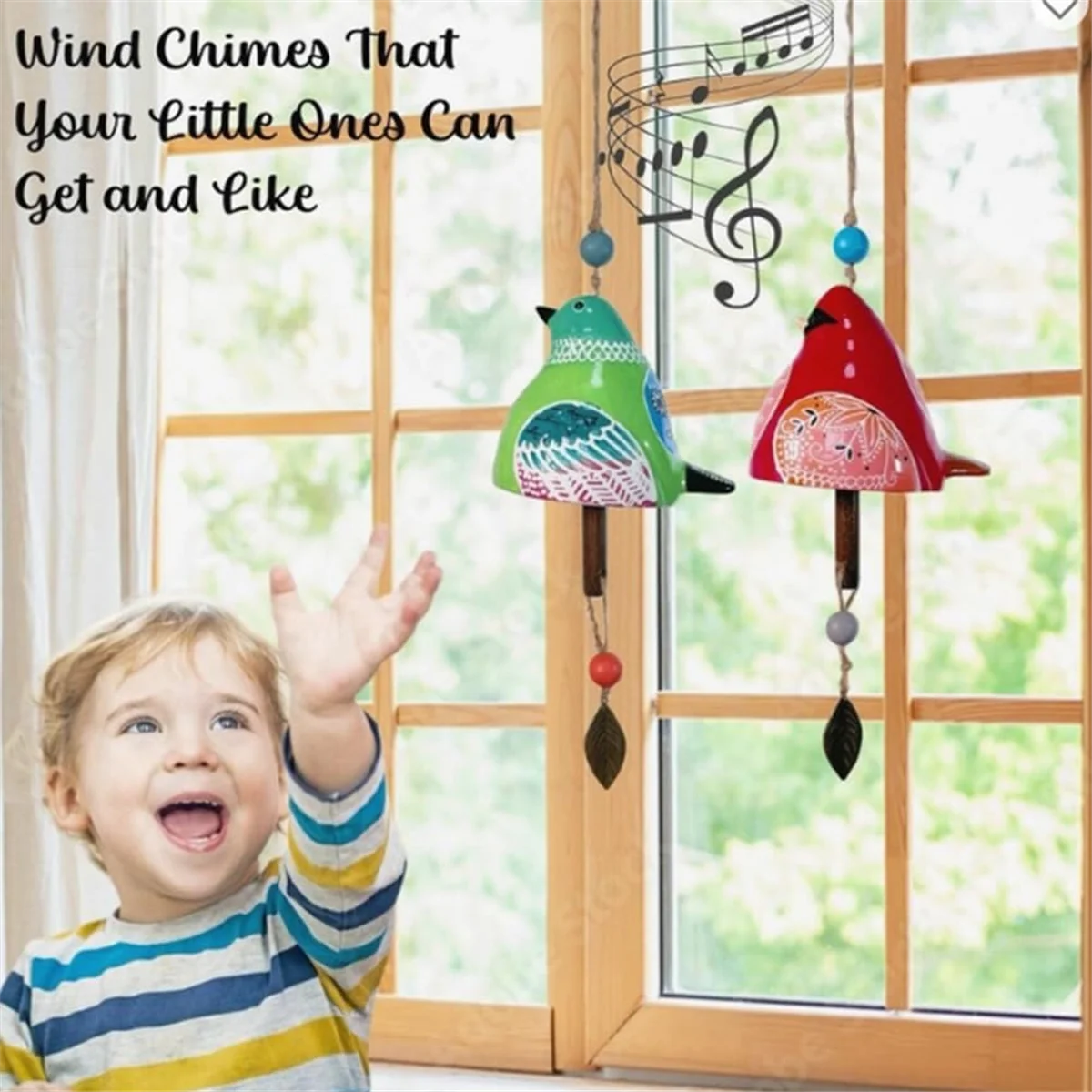 2PCS Bird Song Bell Bird Song Bell Wind Chime Bird Song Bell Garden Decor Wiszący rustykalny dzwonek wietrzny Części dzwonka wietrznego, B