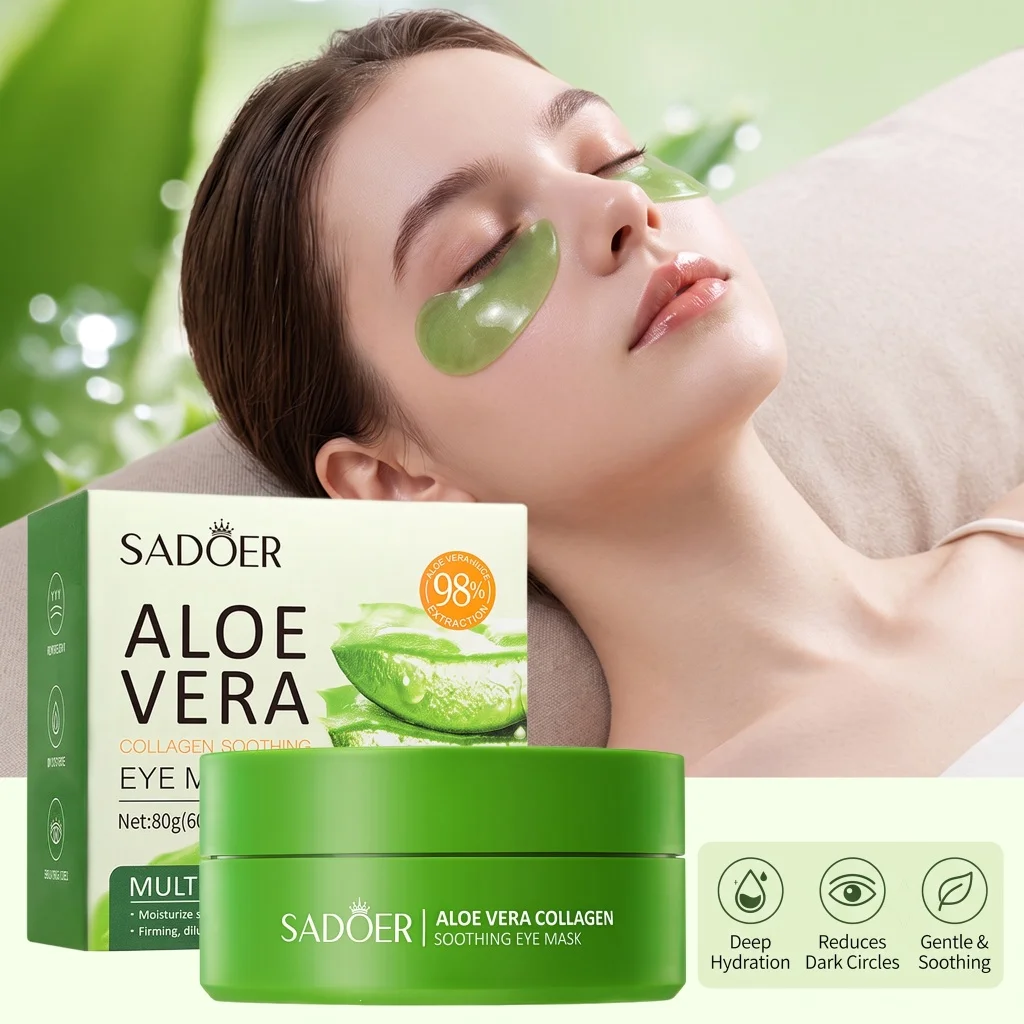 Aloe Vera Collagen Eye Mask Hydrate Dry Under-Eye Skin Soften Fine Lines Calm Dull Orbital Skin Daily Moisturizing Eye Mask 80g