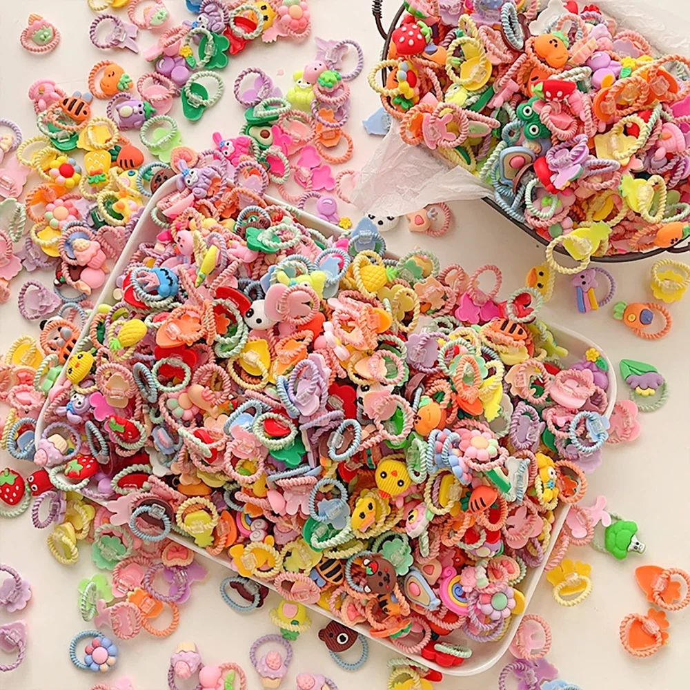 

50/100PCS Cute Hair Ties for Girls No Pull No Hurt High Elasticity Thumb Hair Bands Soft Kids Ropes Sweet Little Girl