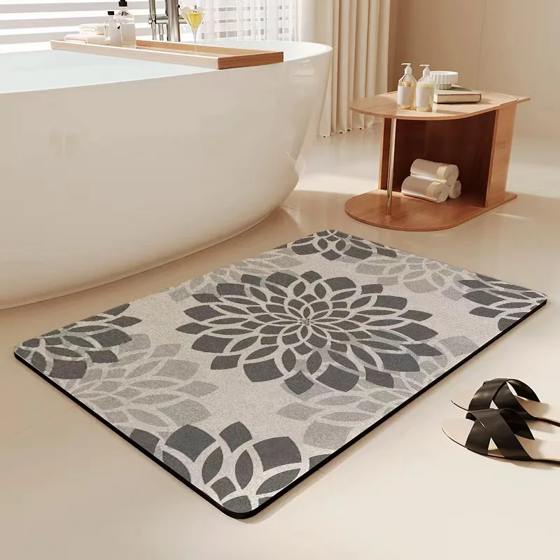 Soft Diatomaceous Earth Bathroom Absorbent Floor Mat, Toilet Entrance Foot Mat