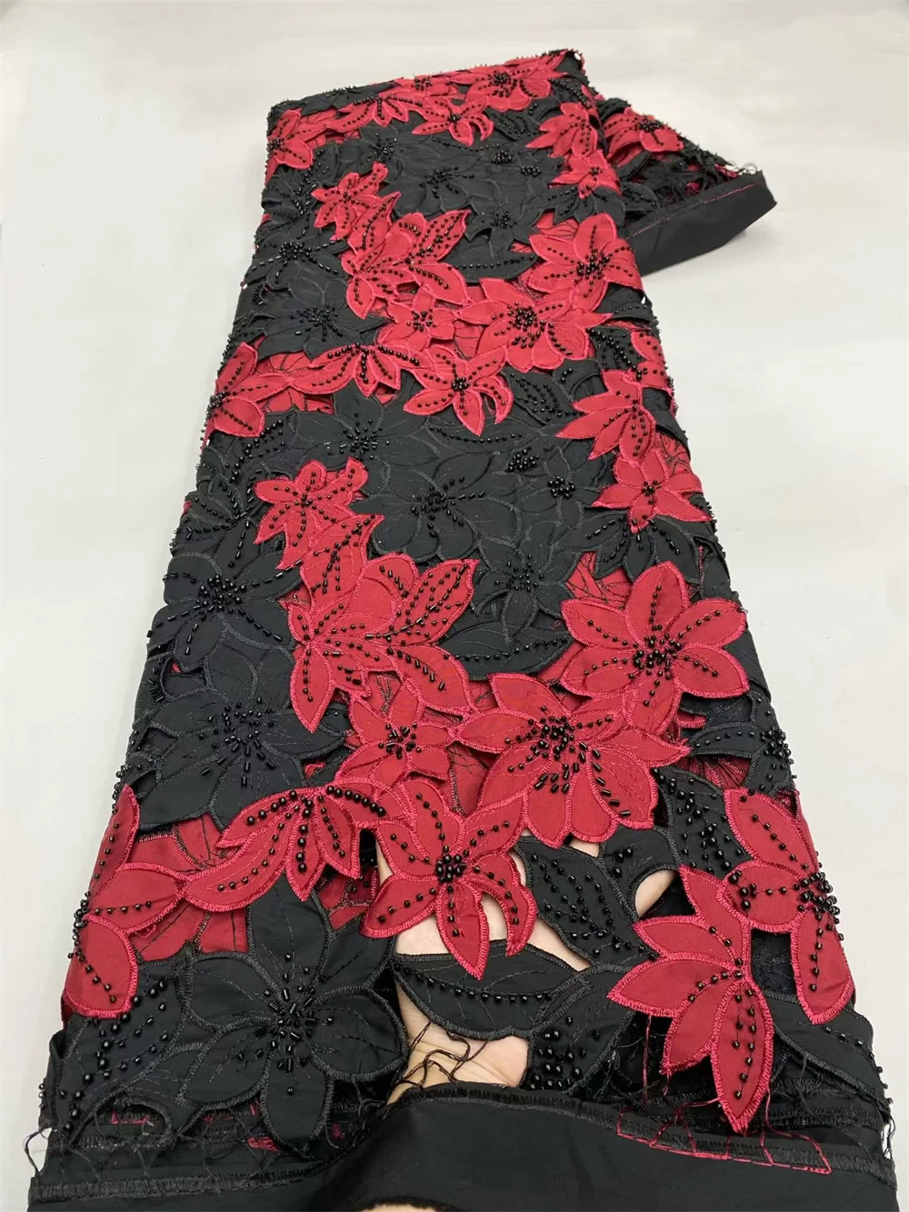 African French Chiffon Tulle Lace With High Quality Embroidery Sequin Bead Lace 2025 Lace Fabric For Evening Party Dress H118-1