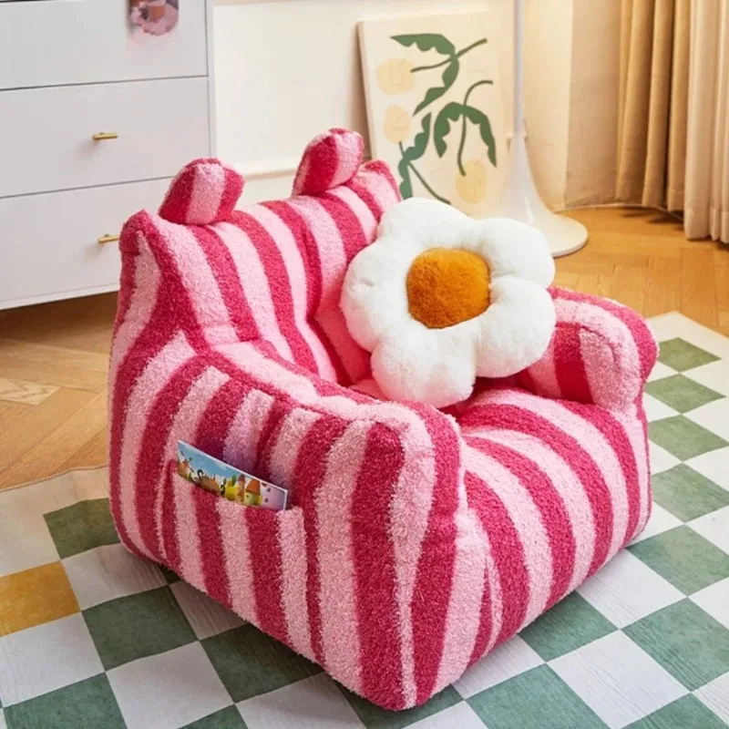 Small Cute Beanbag Armchair with Filler Children Bean Bag Kids Mini Floor Sofa Faux Cashmere Fleece
