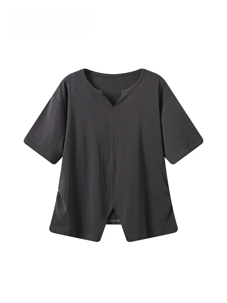 

Loose Short Sleeve Irregular T-Shirt Women's Summer New plus Size Casual Versatile Meat Covering Top Trendy plus Size Clothes