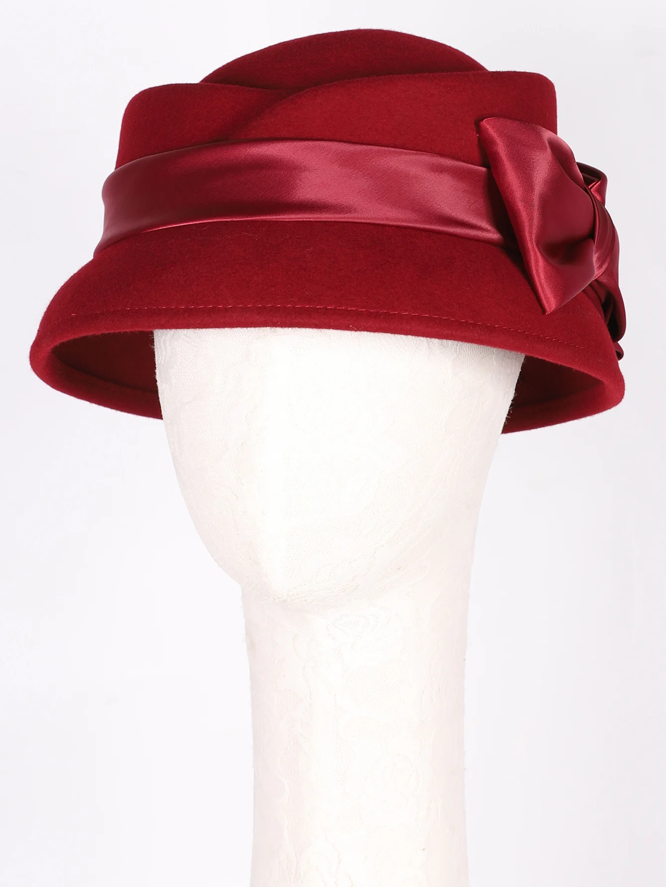2025 Elegant Wool Felt Fedoras Hat With Ribbon Bowknot Formal Church Wedding Cloche Hats Women's Cocktail Tea Party Dress Cap