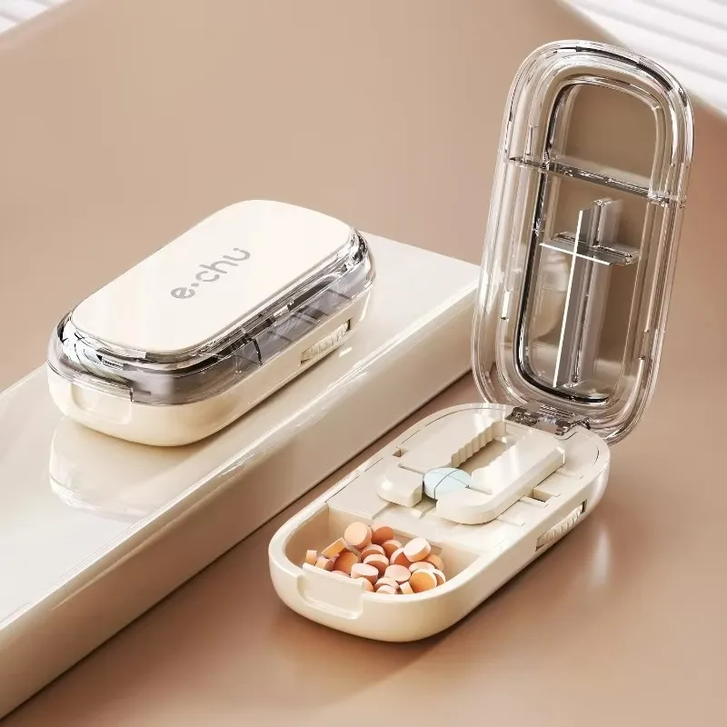 

Adjustable Quartering Pill Cutter Storage Box Portable Drug Tablet Medicine Dustproof Divider Organizer Crusher Pill Cutter