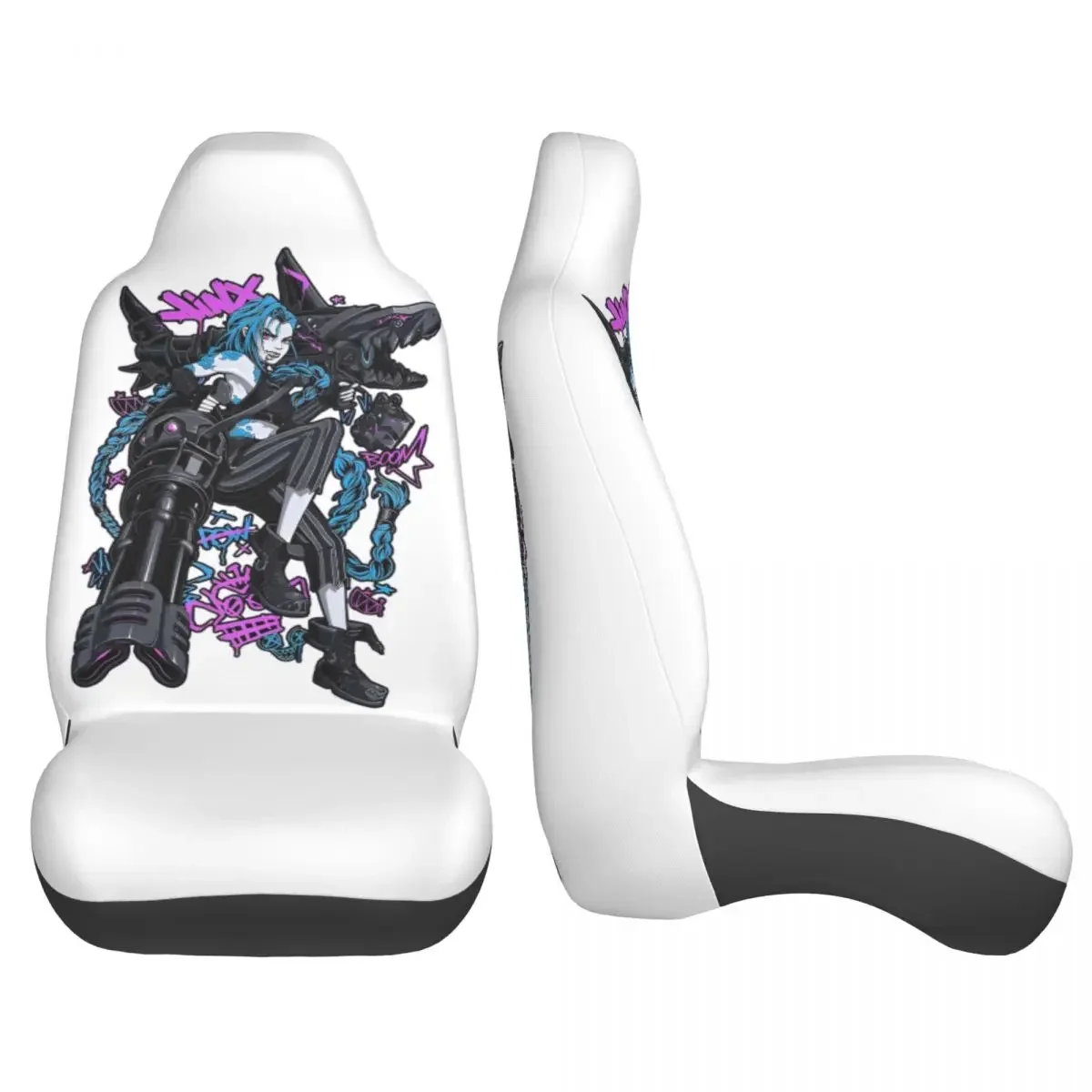 Jinx LOL أنيمي غطاء مقعد السيارة العالمي أربعة مواسم السفر غامضة لعبة وسادة مقعد/غطاء النسيج الصيد #4