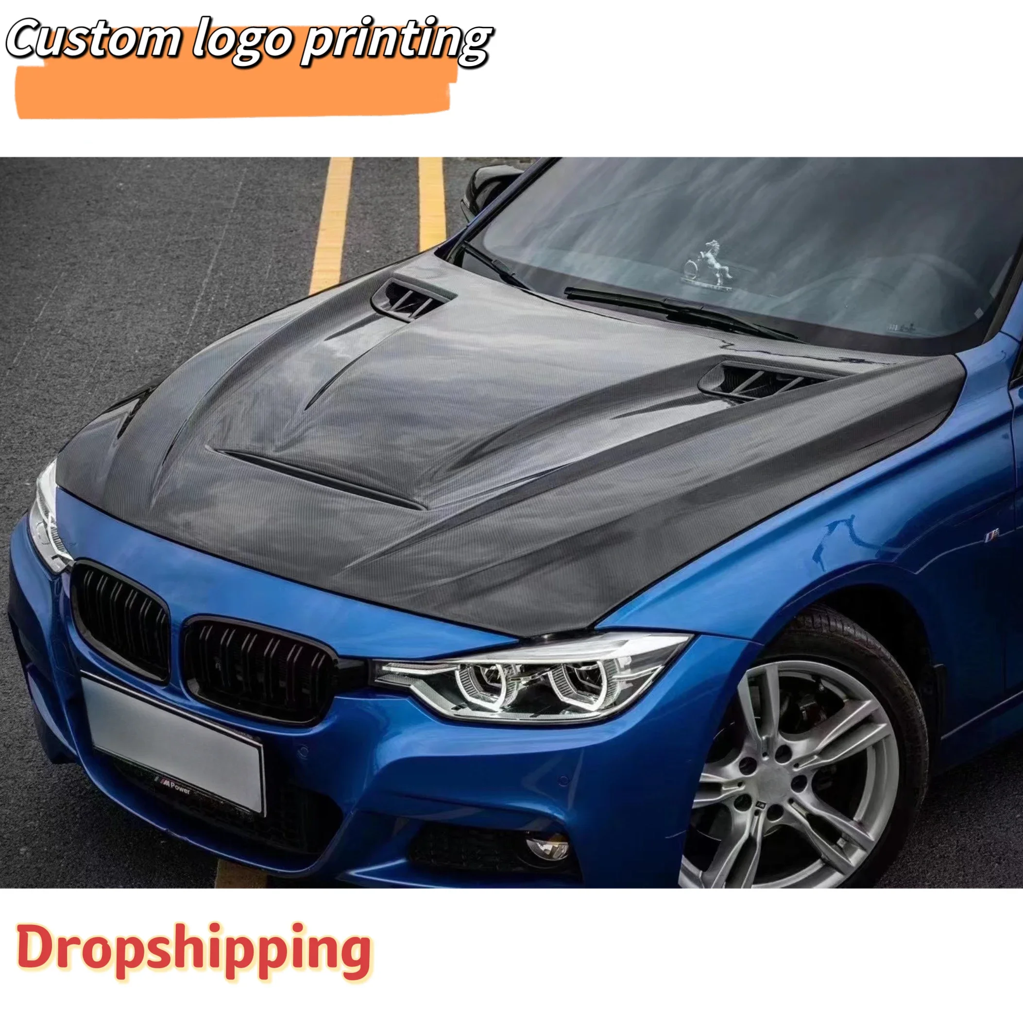 

MRD для BMW 3 серии F30 F35 2014-2019 MBJ Style крышка двигателя из настоящего углеродного волокна, крышка капота автомобиля с вентиляционными отверстиями