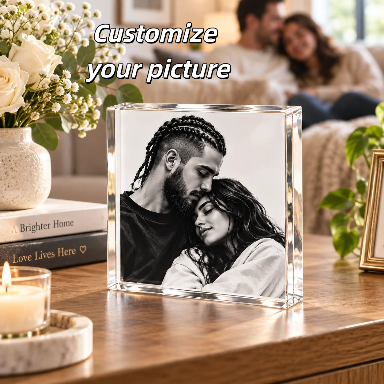 Picture Custom Thick Acrylic Standee Clear Photo Block Desk Display Personalized Gift for Home Office Shelf Table Decor