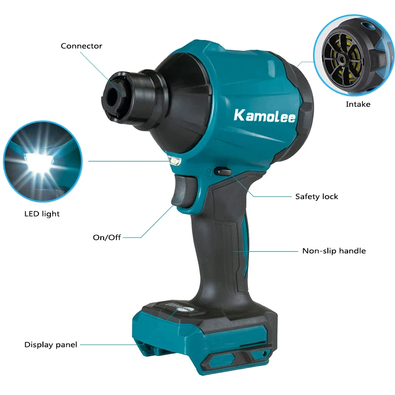 Kamolee 5in1 Multifunction Rechargeable Blower Cordless Dust Blower Inflator Vacuum  For Makita 18V Battery