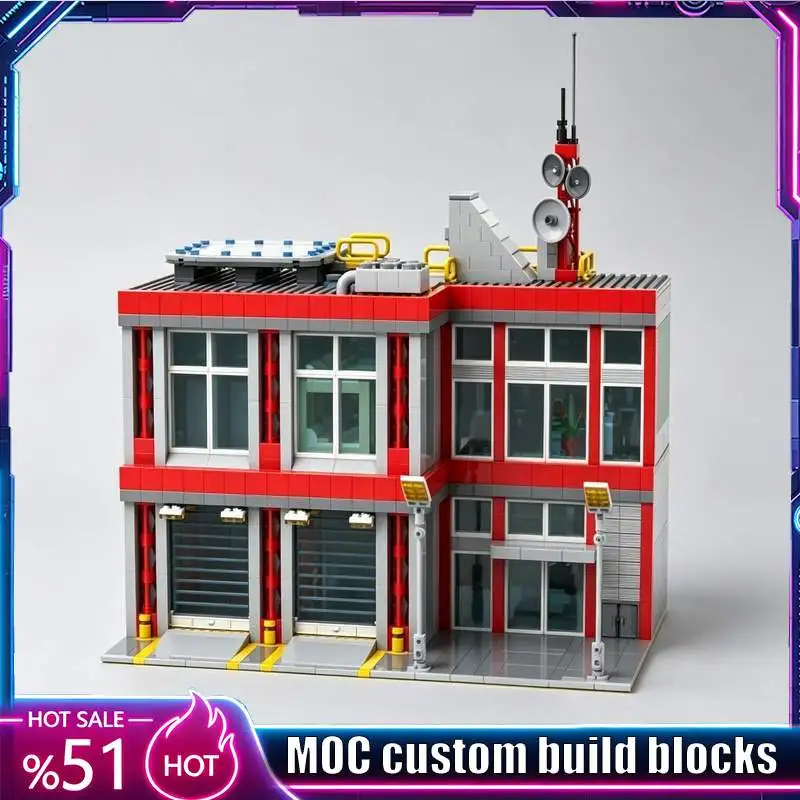 

NEW 2683 PCS Modular City Fire Station 21 Building Blocks Street View Architecture DIY Assembly Educational Toy Creative Gifts