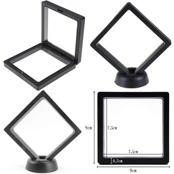 90*90mm Black 3D Floating Jewelry Coin Display Frame Holder Box Case Stand Jewelry Storage Display Suspension Box