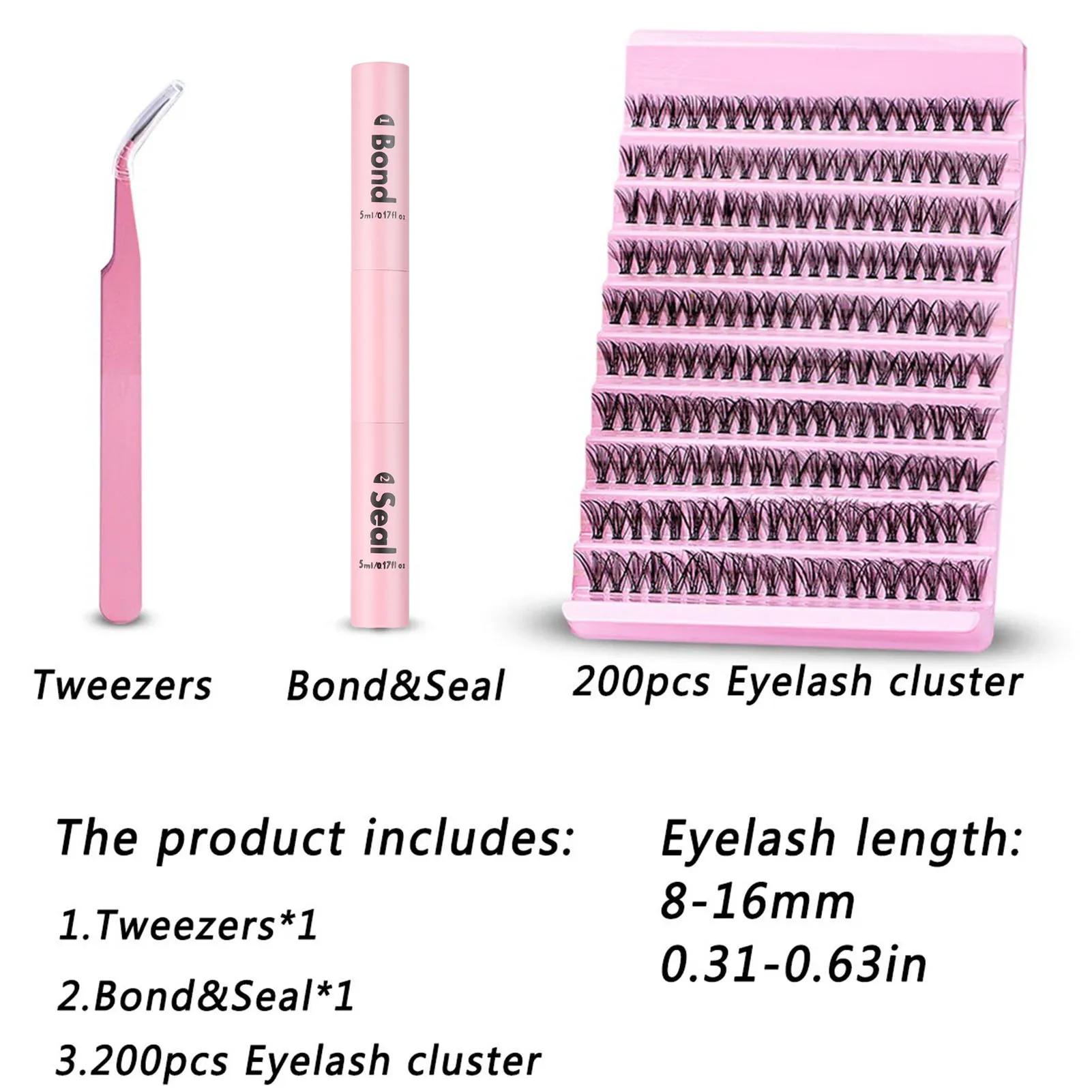 30D 200 PCS Clusters Lash Bond and Seal Makeup Tools DIY Lashes Extension kit with Lashes Gluing Glue Makeup Accessories