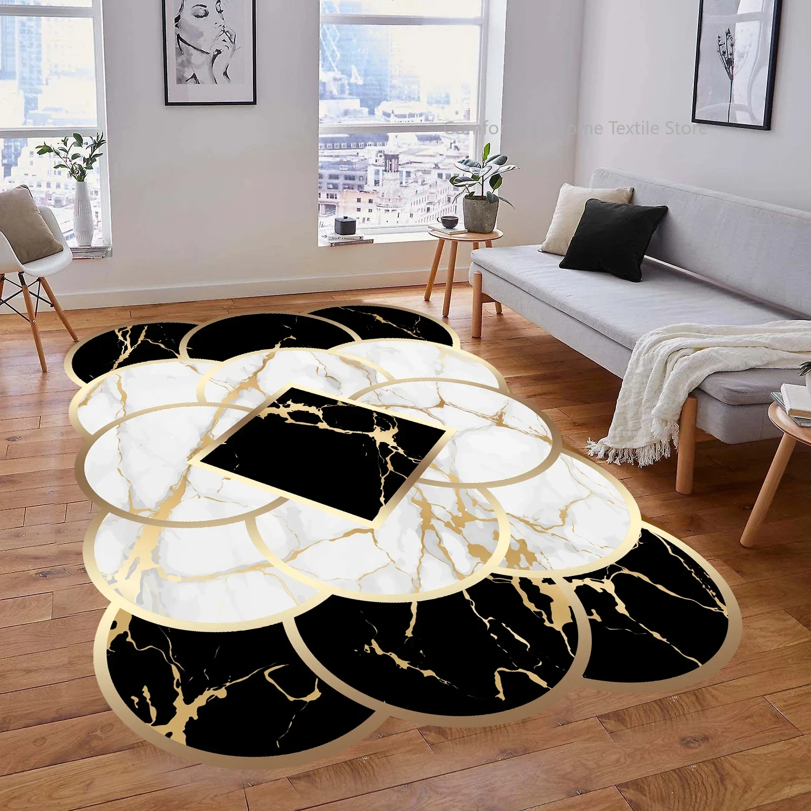 Special-shaped Luxury Gold Carpet Living Room Decoration Home Kids Bedroom Carpets Non-slip Washable Floor Mats Large Area Rug