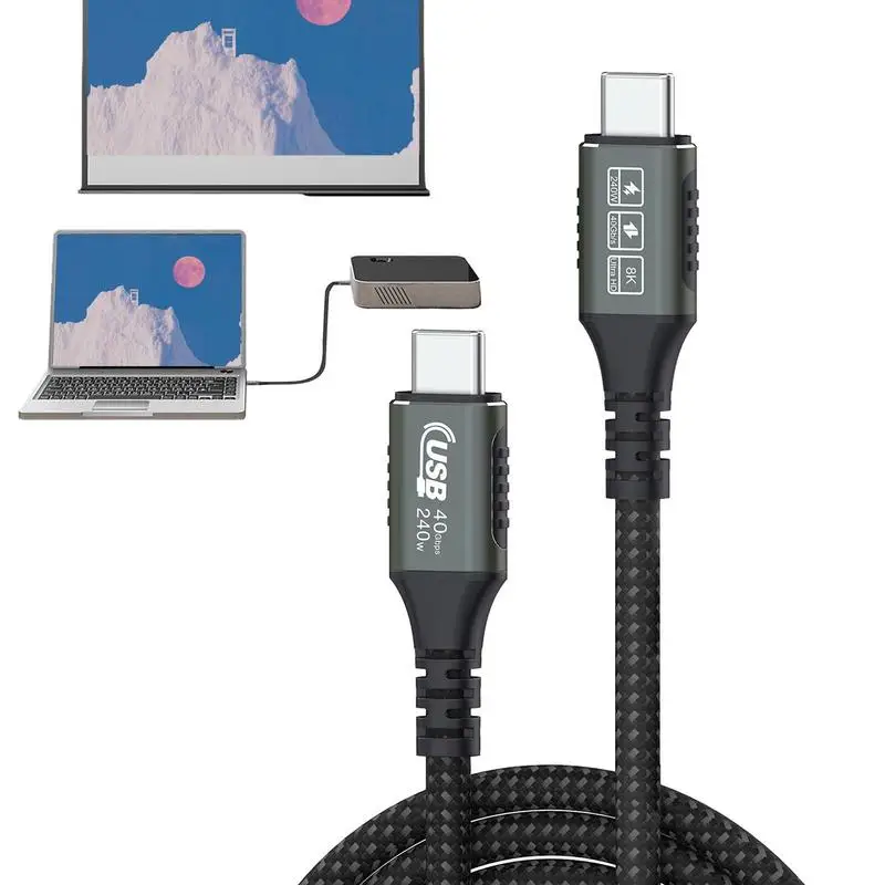 Double End Type C Cable Projection Charger Double-Headed Data Cord Video Output Connection Tool For Video Transfer Power Supply