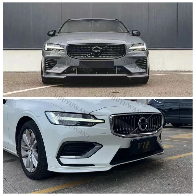 Car Styling ABS Plastic Unpainted Color Front Bumper Lip Trunk Spoiler Protector 2 Pcs For Volvo NEW S60 V60 2021 2022 2023-2024 view 4