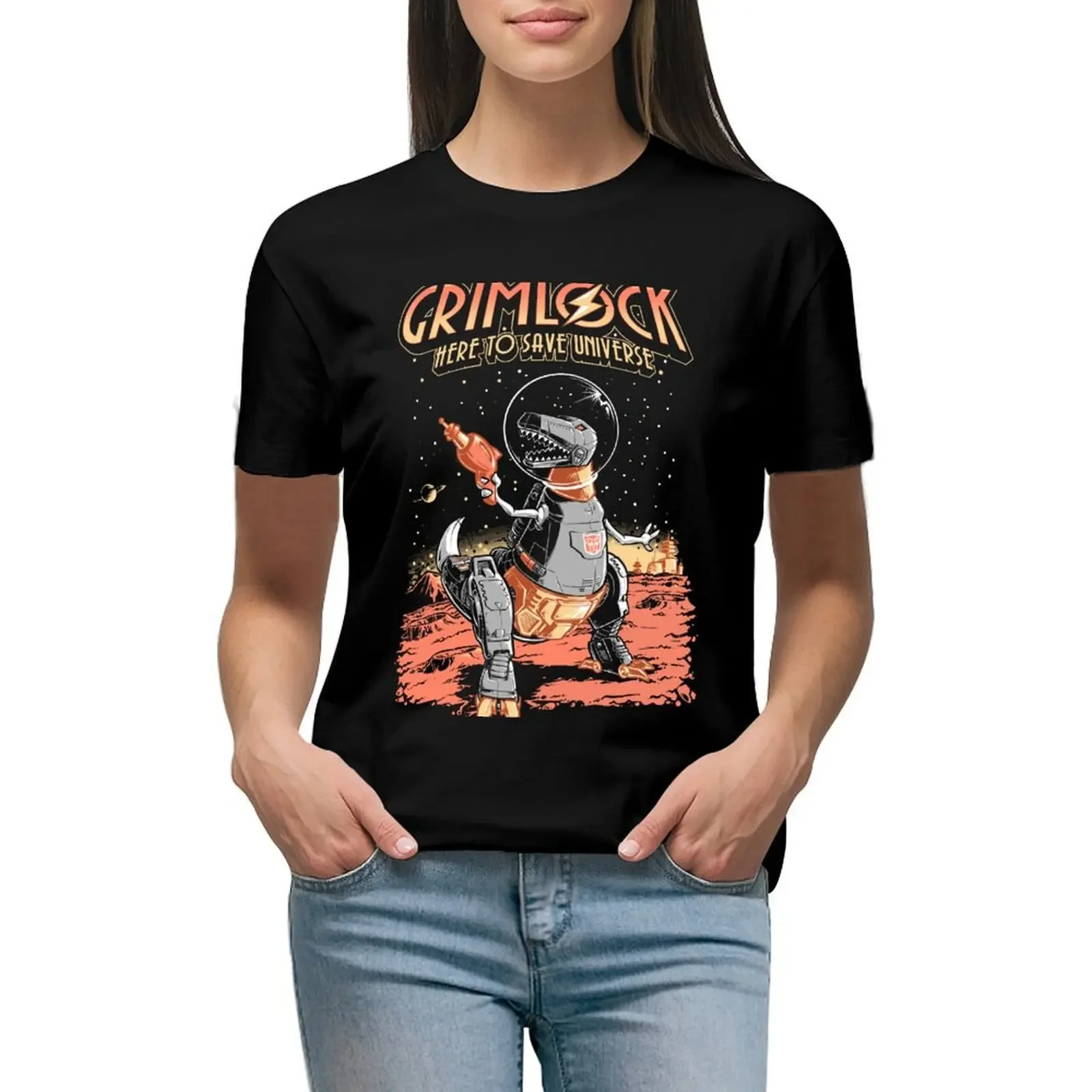

Space Pulp Robot Dinosaur Hero T-Shirt sports fans anime clothes sweat t-shirts for Women cotton