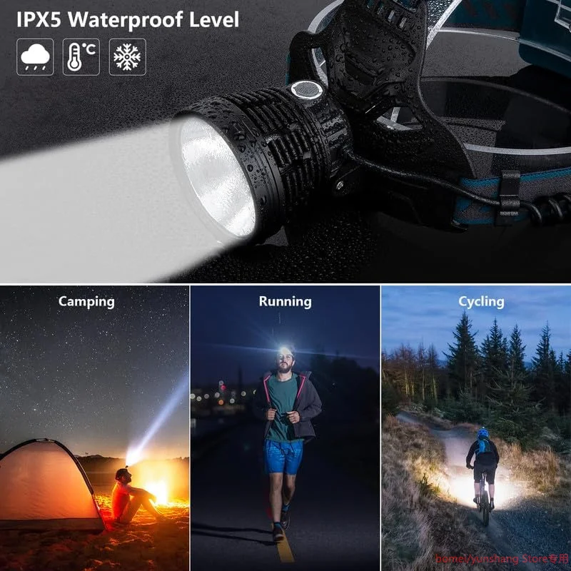 90000 Lumens Powerful Outdoor LED Headlamp Rechargeable Head Light Waterproof Strong Head Torch For Camping Hiking