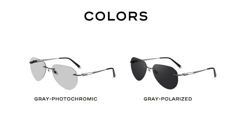CAPONI Randlose männer Sonnenbrille Polarisierte Photochrome UV400 Outdoor Fahren Sonnenbrille Titan Legierung Mode Brillen BS22003 – Detail 17
