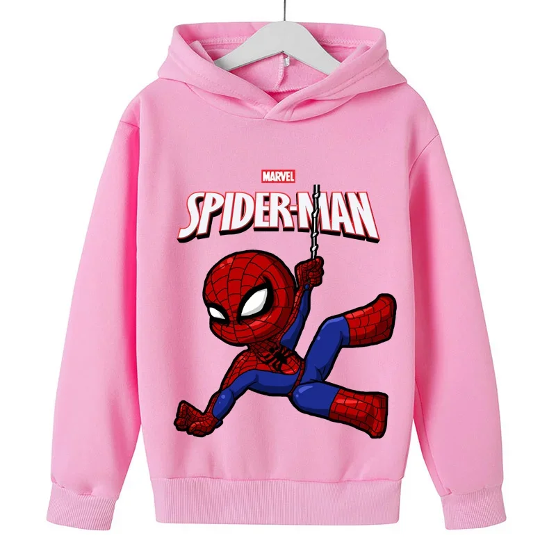 Marvel- Spiderman Hoodies Boys Girls Sweatshirts For Autumn Spring Print Cotton Children's Tops Sweaters Kids Sport Hoodie 2023