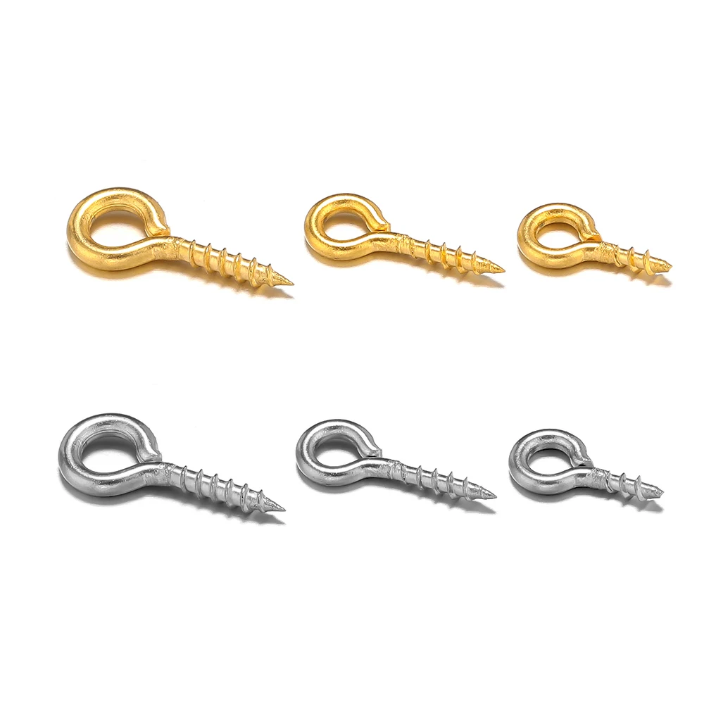 100-50pcs Small Eye Pins Eyepins Hooks Eyelets Screw Threaded Stainless Steel Clasps Hooks DIY Jewelry Findings for Beads Making