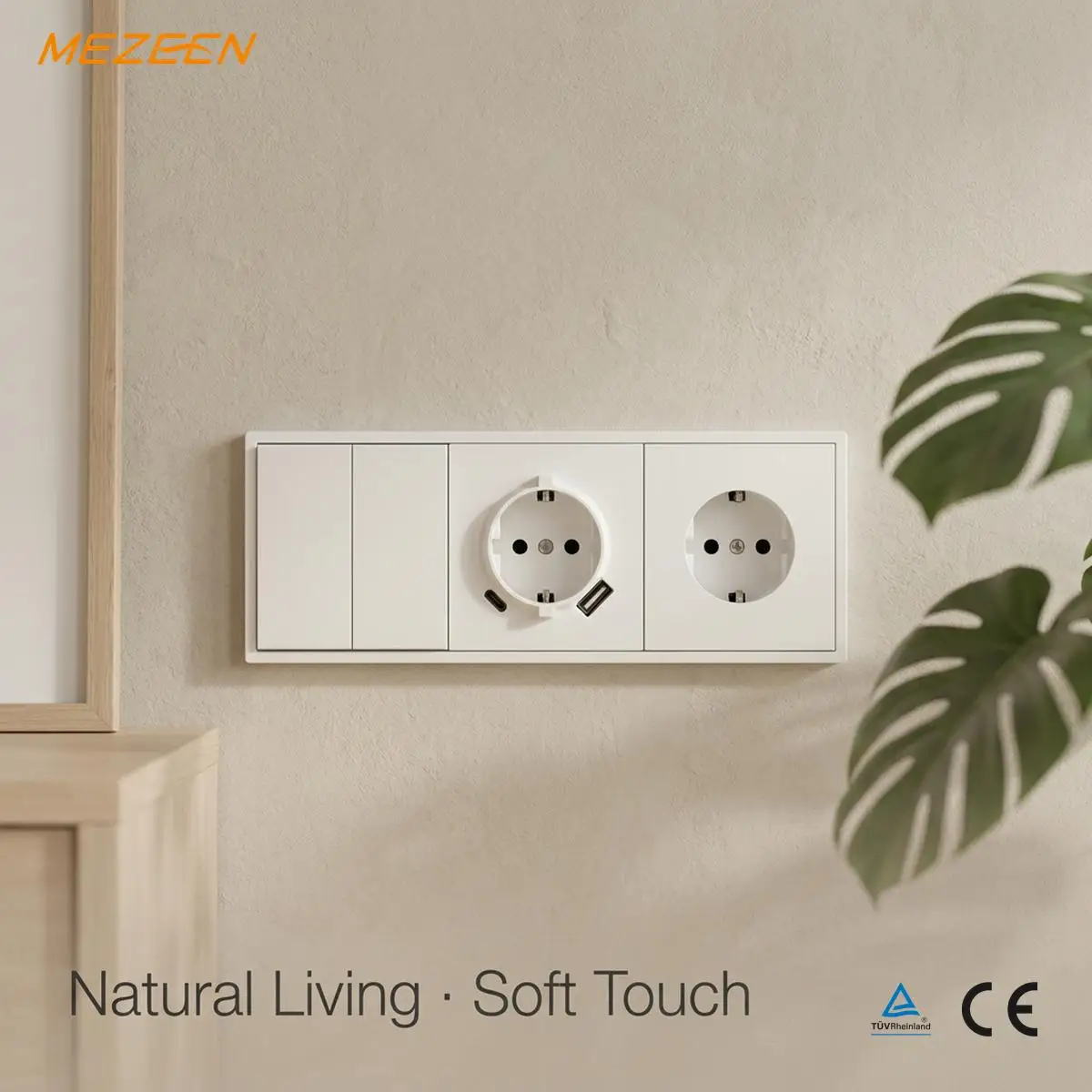 Hot Sale 80*80 Large PC Switch board TUV Certification Wall Light Switch Modern and Sleek EU Standard Switches 250V 10A