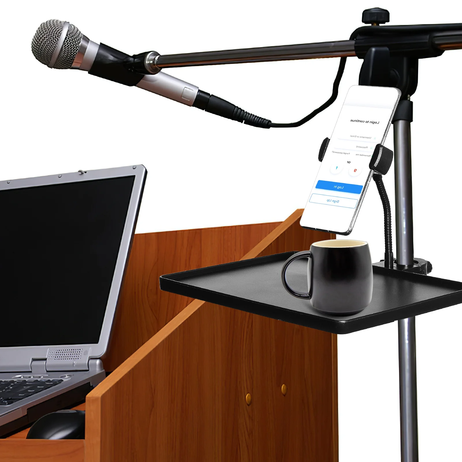 

Sound Card Tray Clamp-On Rack For Microphone Stand Live Broadcast Shelf Mic Holder Mobile Stand Holder Dj Equipment