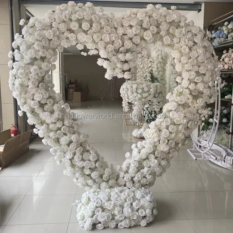 

Customized White Heart-Shaped Wedding Arch for Stage Backdrop Reception Decorative Flower Arch