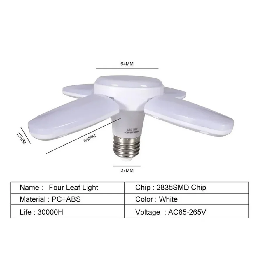 E27 LED 28W Bulb Fan Blade Timing Lamp Foldable AC85-265V Led Light Bulb Lampada Night Lights For Home Ceiling Light Lighting