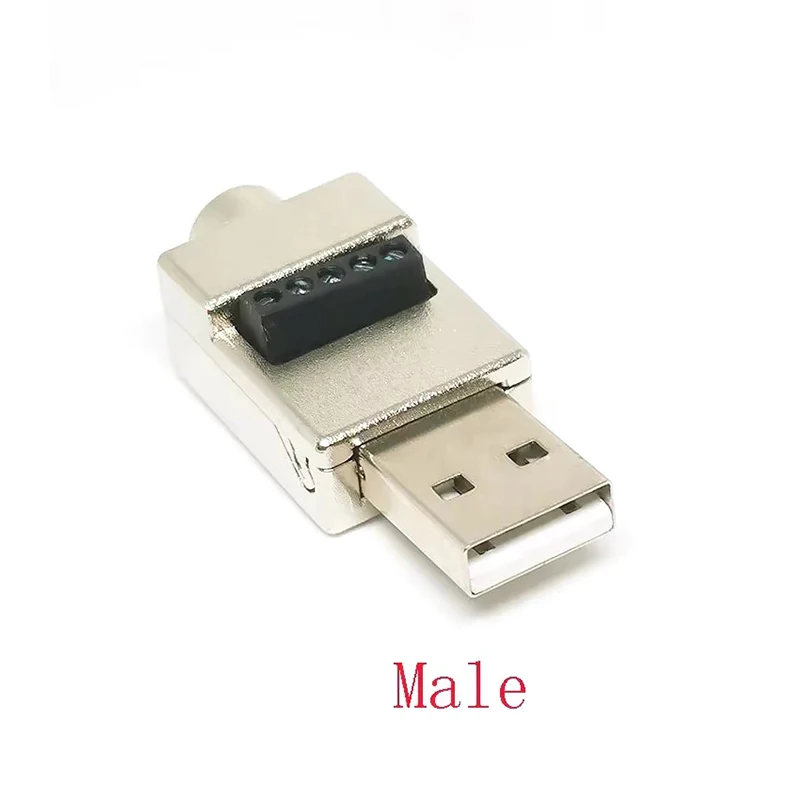 

USB2.0 Solderless Adapter Metal Case USB 2.0 Male Terminal Block Data Connector USB Screw Terminal Board Plug