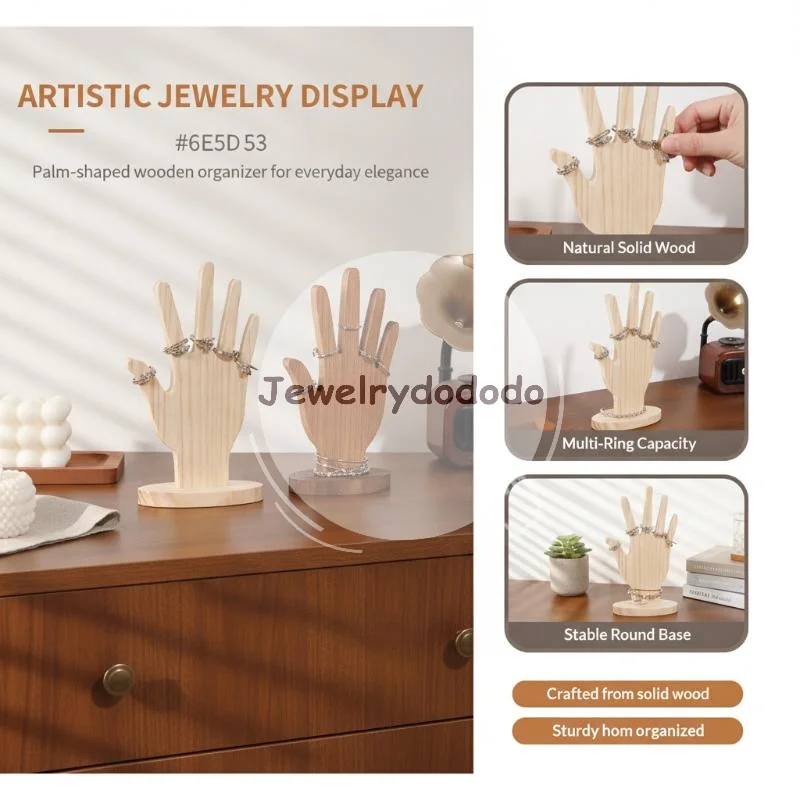 Modern Minimalist Wooden Jewelry Display Rack Multifunctional Bracelet Ring Earring Holder for Vanity Use