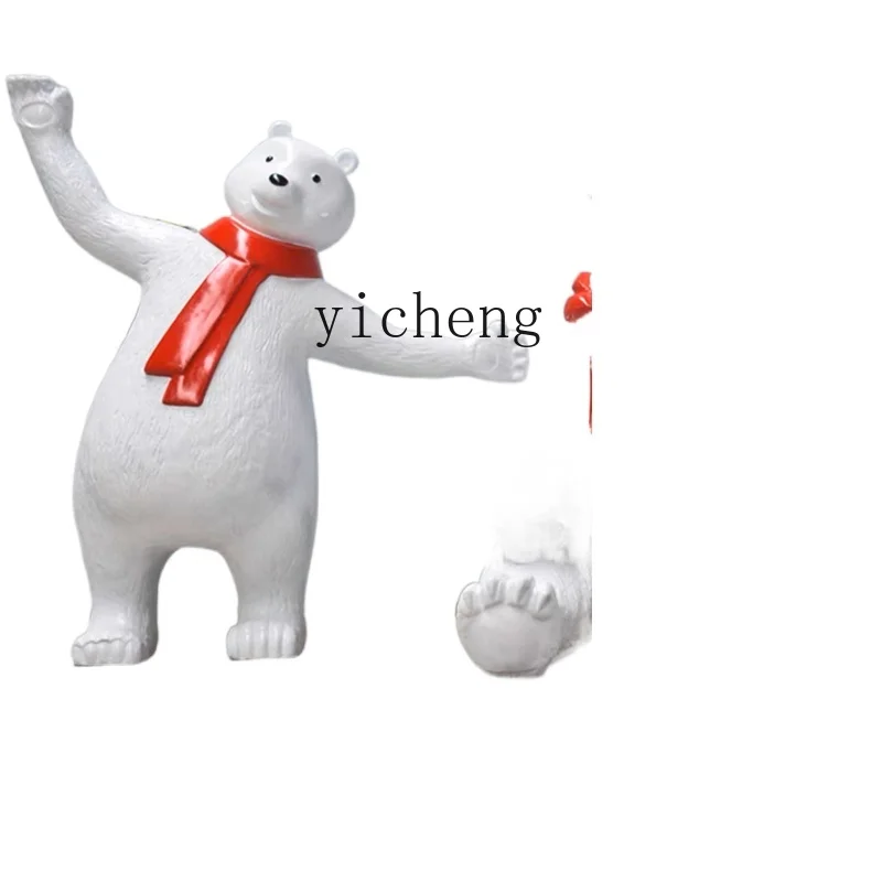 

YY Polar Bear Floor Ornaments Cartoon Big White Bear Shopping Mall Housewarming Decoration