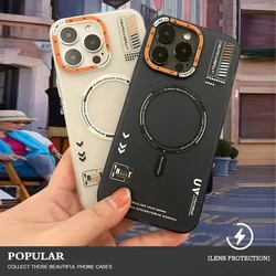 Matte Magnetic Phone Case For iPhone 16 12 13 14 15 Pro Max Megsafe Wireless Charge Frosted Back Metal Lens Frame Buttons Cover