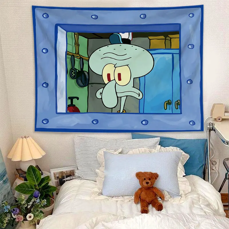 SpongeBob Patrick Star Tapestry Wall Hanging Cartoon Anime Bedroom Decor Background Cloth Creative Home Decoration Blanket Gift