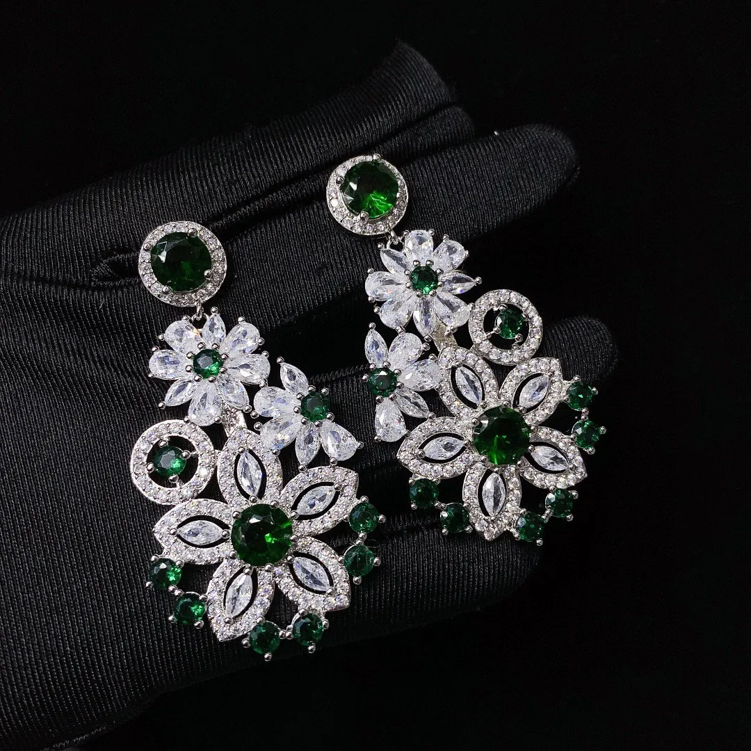 Bilincolor  Attractive Colorful Zircon Flower Earrings For Gift or  Party