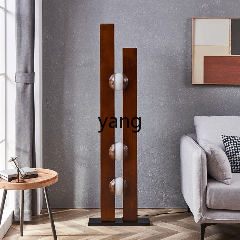 Yjq Simple Wood Grain Glass Floor Lamp Post-Modern Personality Creative Living Room Sofa Bedroom Creative Light