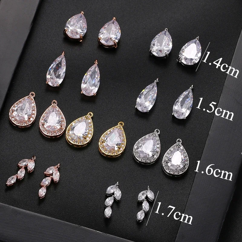 AAA White Cubic Zirconia Stones Jewelry Accessories for Stud Earrings Leaf Pear Shape CZ DIY Jewelry Beads Zircon Stone