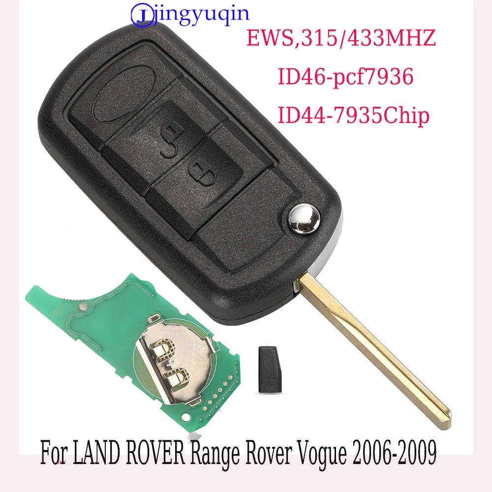 

jingyuqin Remote EWS ID44 / ID46 315/433.92Mhz Flip Car key For LAND ROVER Range Rover Vogue 2006-2009 HU92 3BTN Folding Control