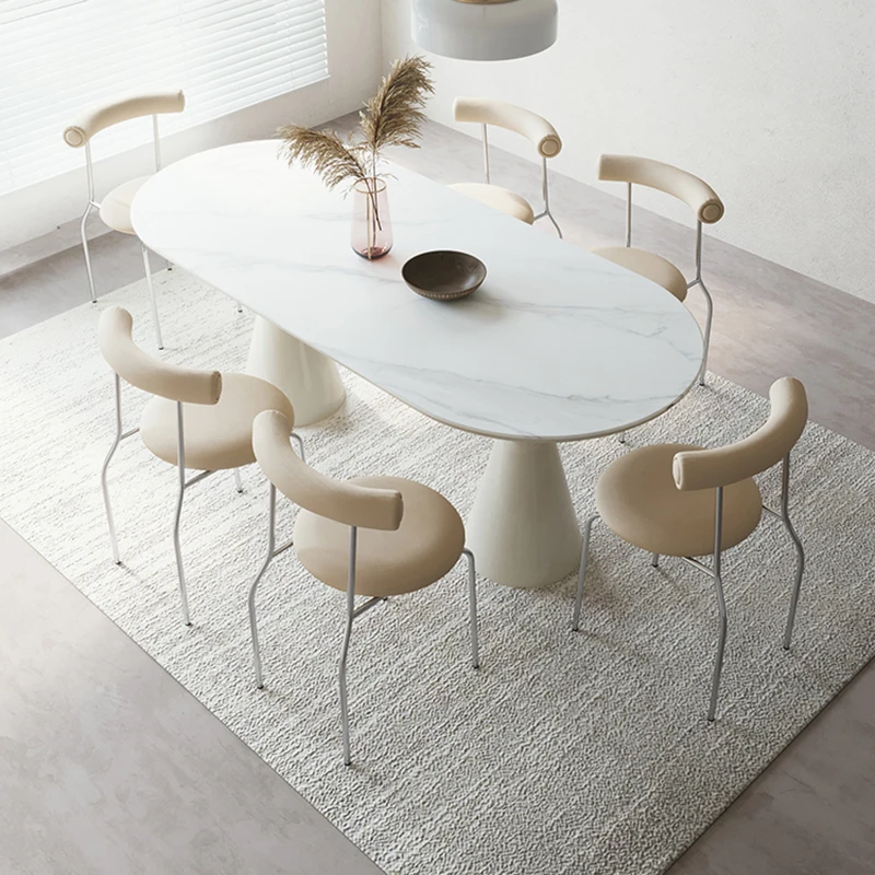 Modern Kitchen Oval Dining Tables Nordic Balcony Coffee Mobile Table Console Side Luxury Juegos De Comedor Salon Furniture DWH