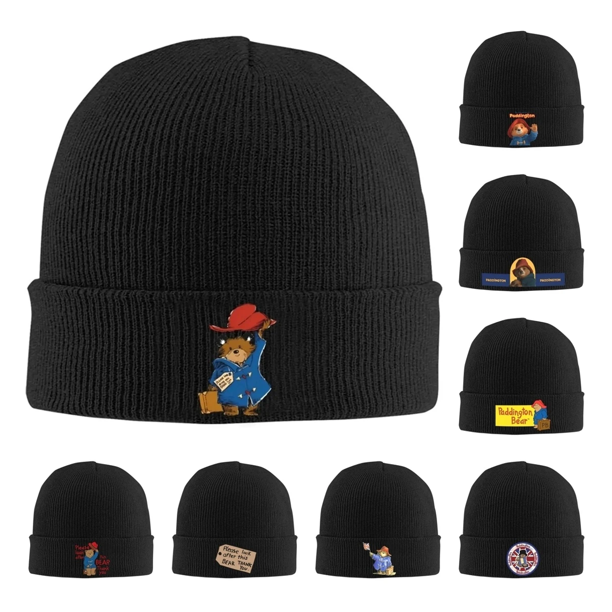 영국 패딩턴 다크 브라운 베어 니트 모자, 따뜻한 아크릴 색상, 귀여운 영화 만화 모자, 여성 선물, 비니, 겨울 모자