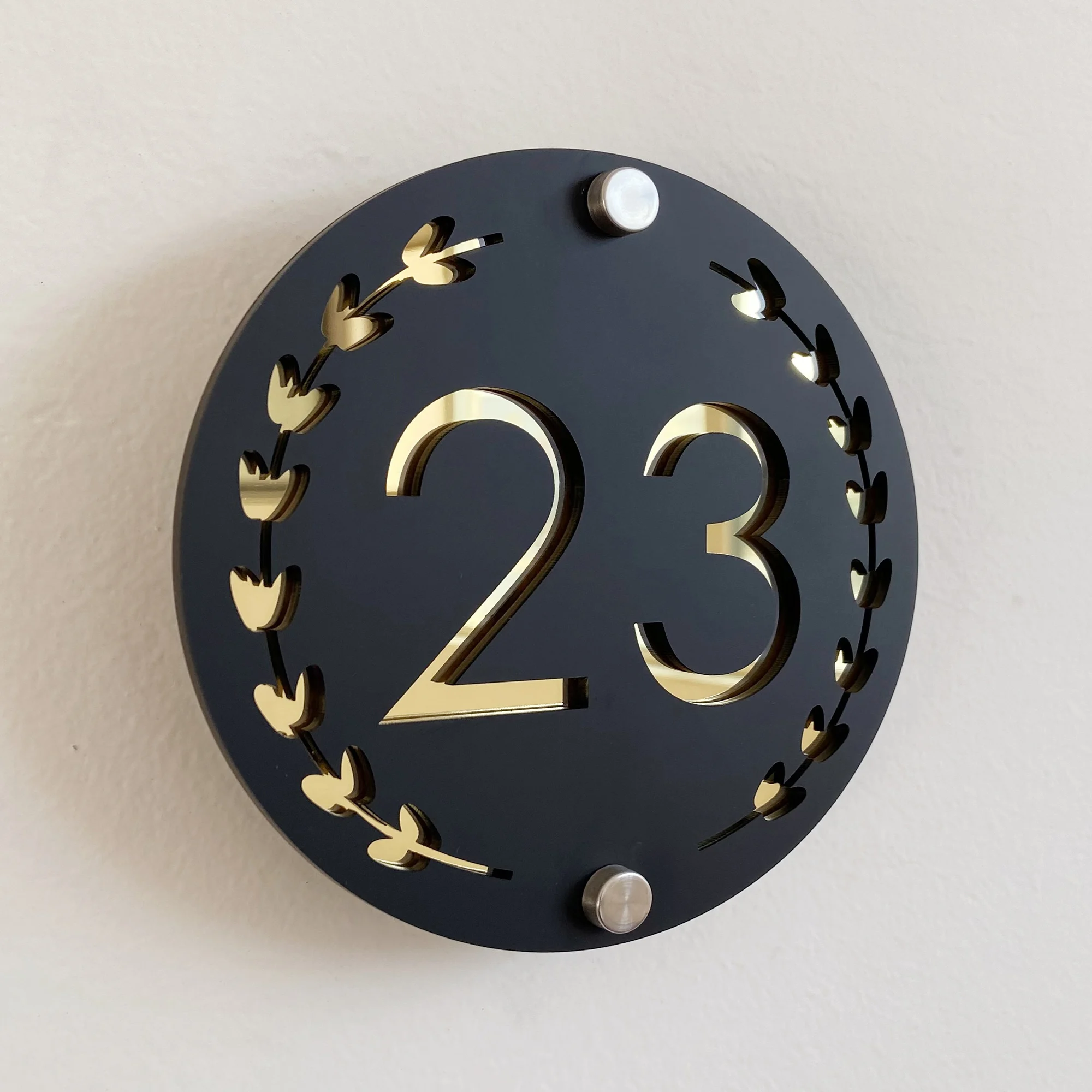 Personalized 3D Double Layer Acrylic Outdoor House Number Plate Customizable Address Sign for Home Wall Room Flower Plaque Name