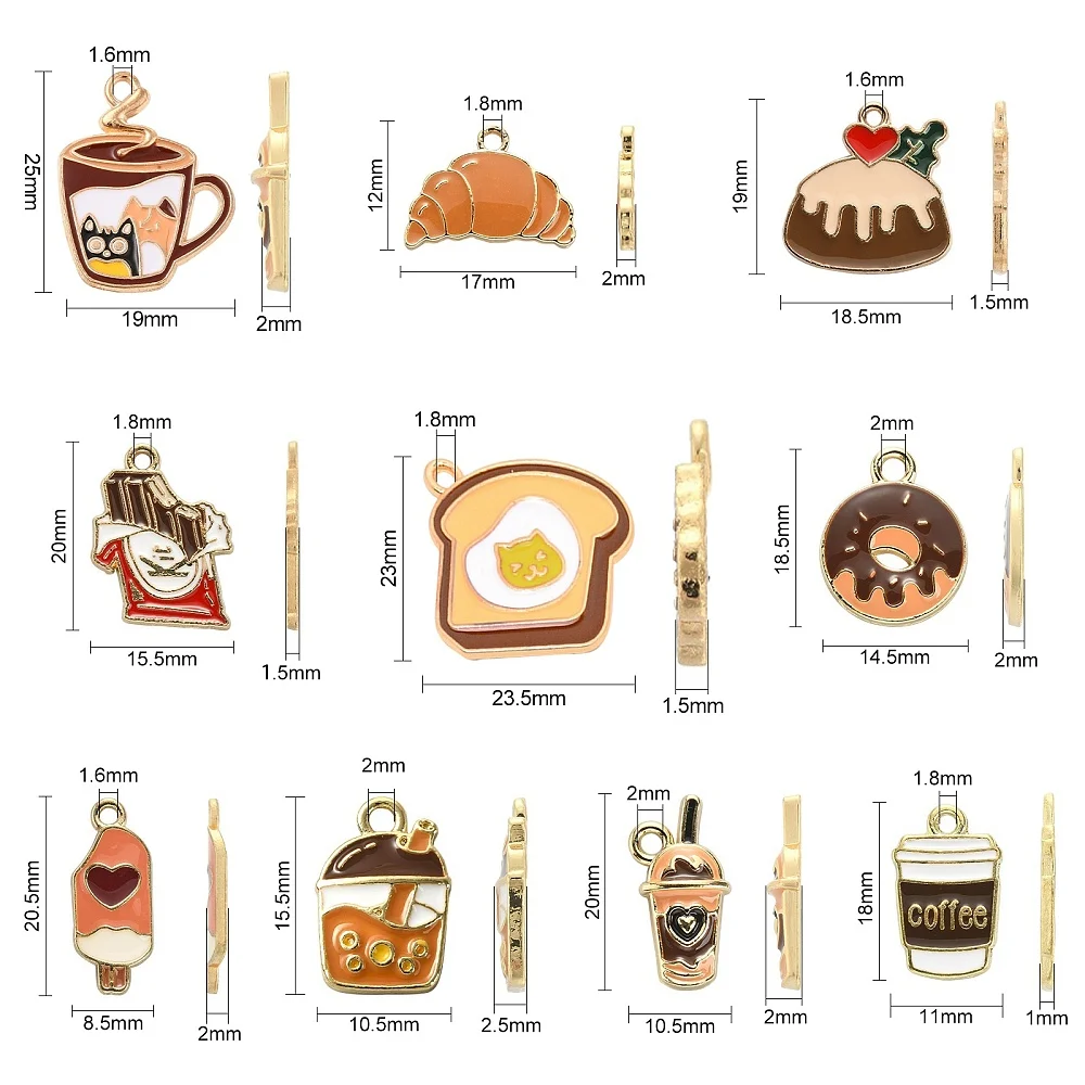 KitBeads 50pcs Enamel Food Charms Coffee Bread Dessert Jewelry Decoration for Crafts Making Bracelet Necklace DIY