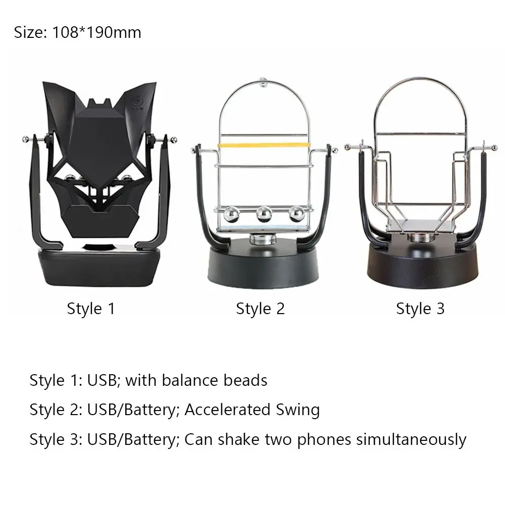 Plastic Phone Swing Device Silent Operation Automatic Phone Shake Wiggler USB/Batteries Step Rocker Phone Holder