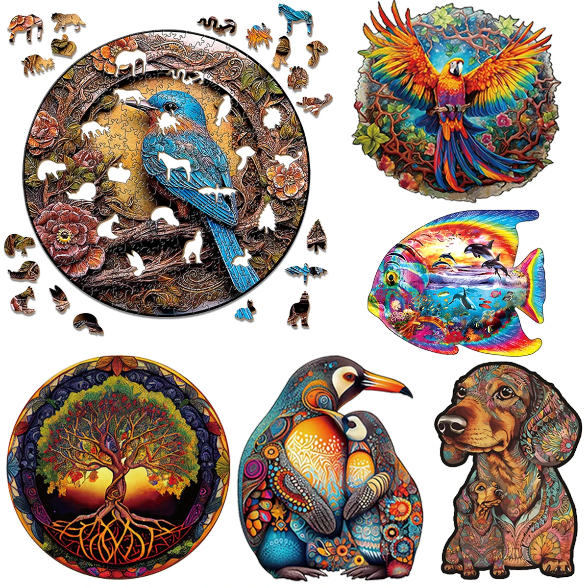 

Top Quality 3D Jigsaw Wooden Puzzles Penguin Animal Shape Card Adults Kid Toys Gifts Family Puzzle Game Home Decoration