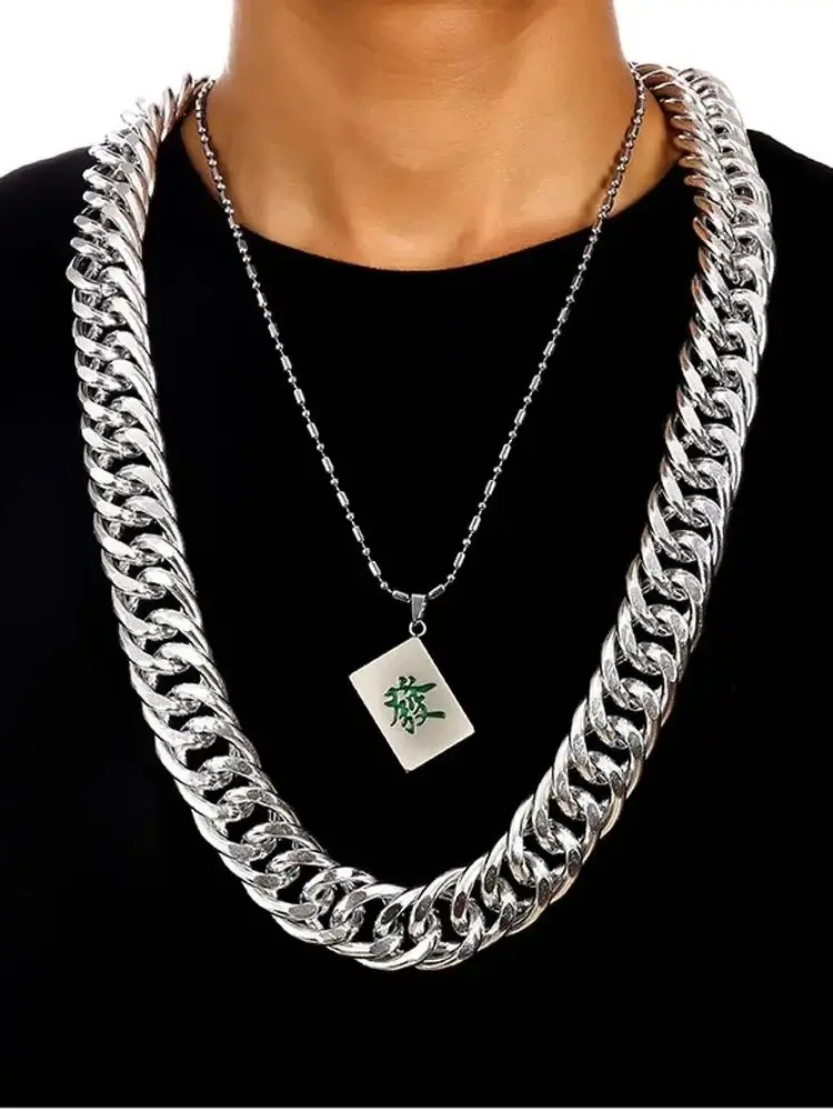 New Exaggerated DJ Street Dance Singer Thick Long Miami cuban Chains Necklace Hip Hop T Show Jewelry For Men's Gift 90cm