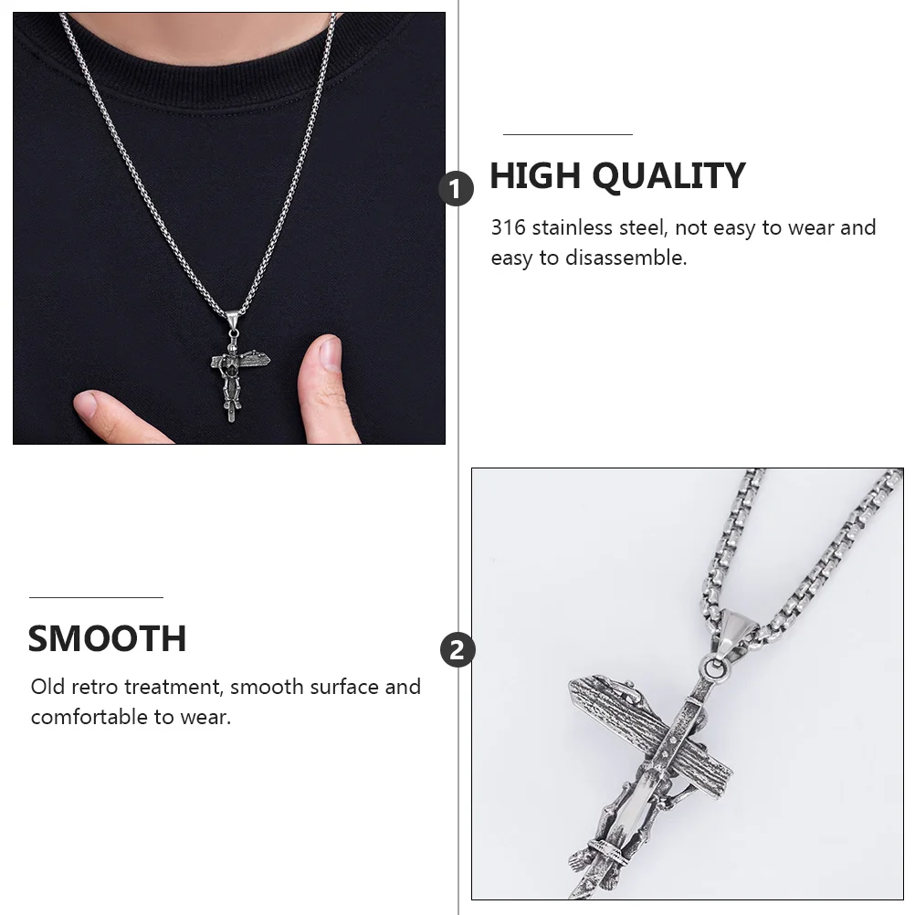 

1pc Retro Skull Cross Pendant Necklace Stylish Men'S Necklace Jewelry For Party Daily Wear Fashion Accessory Gift Decor