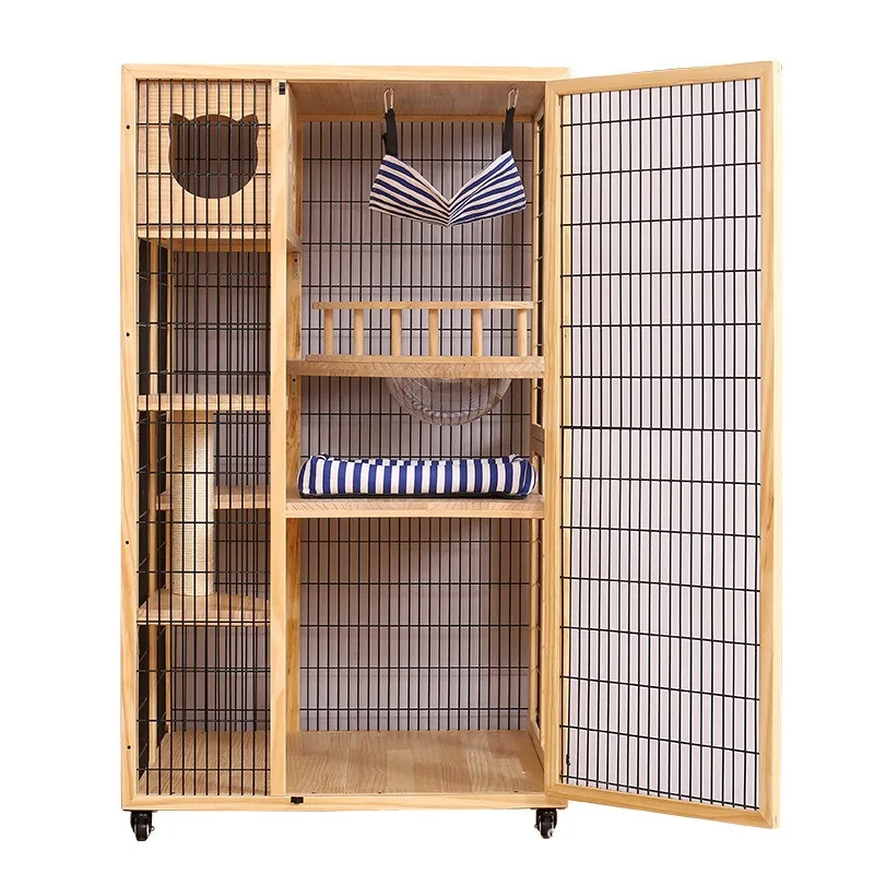 

Cat Villa Factory Direct Sales Solid Wood Cat Cage Oversized Pet Household Cage Indoor Three Floors Four Floors Free Space
