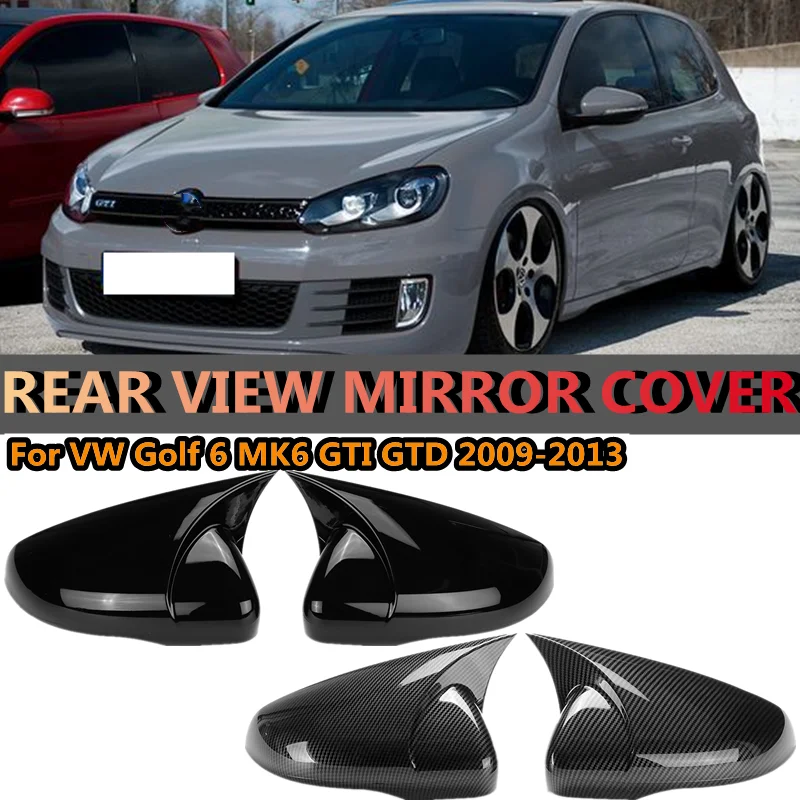 2PCS For VW For Volkswagen Golf 6 MK6 GTI GTD 2009-2013 Car Side Rear View Mirror Covers Caps